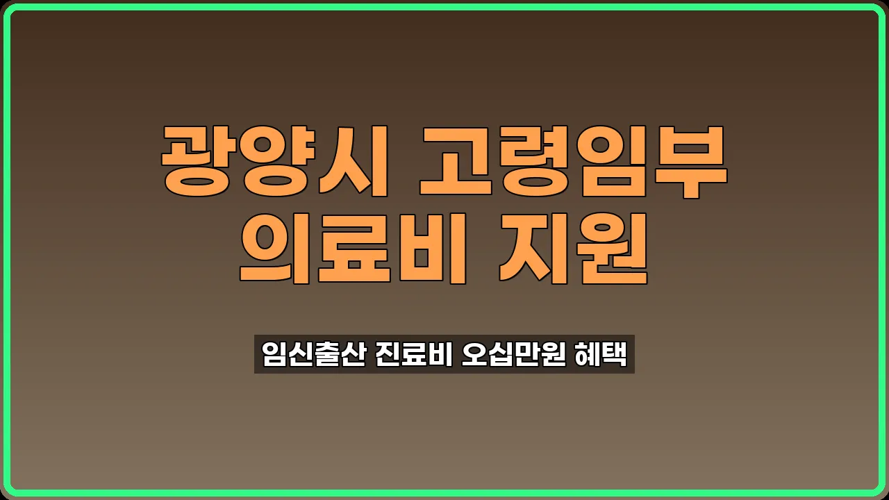 광양시 고령임부 의료비 지원